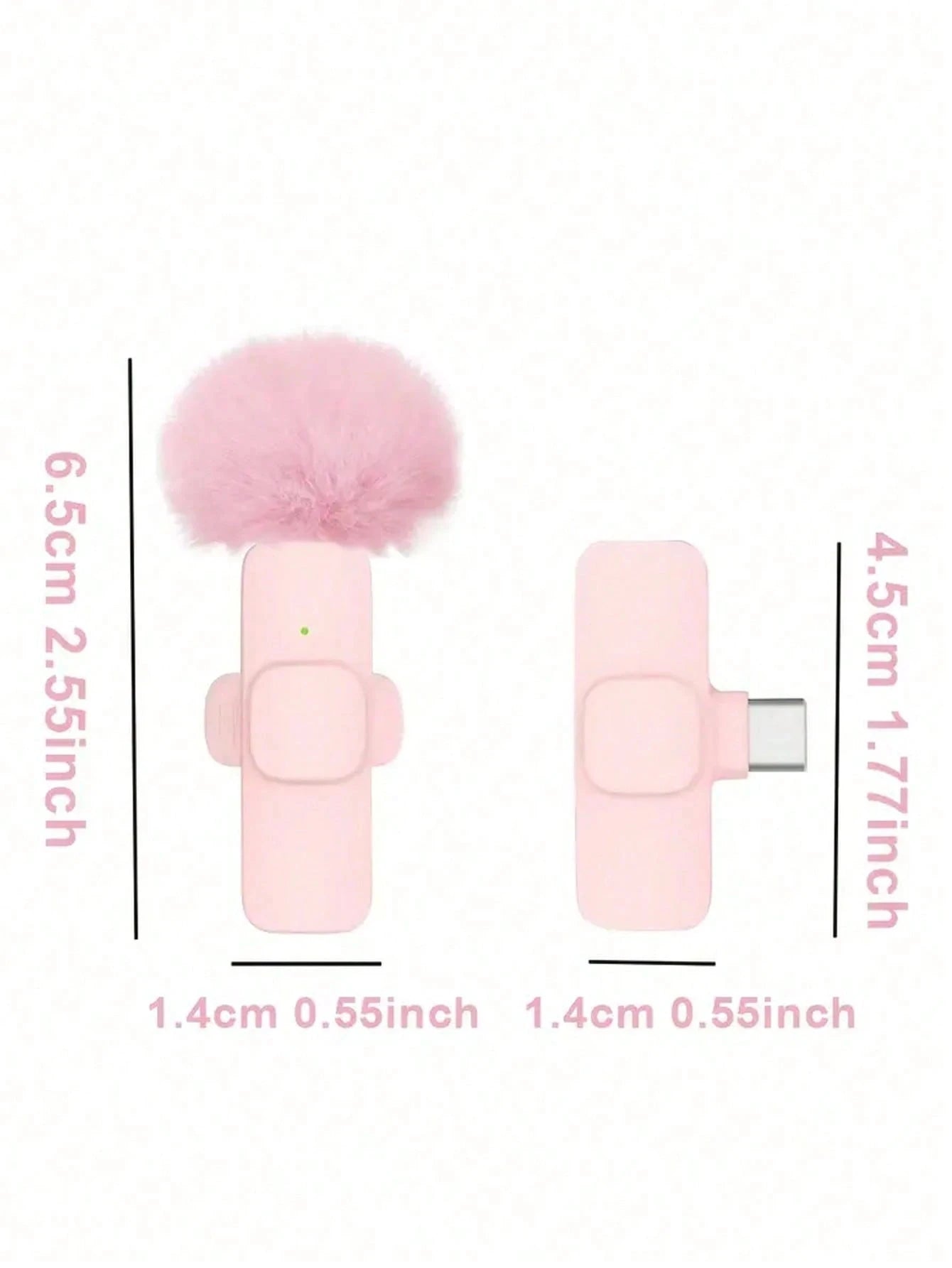 Cute Pink Wireless Lavalier Microphone For IOS & Android Mini Clip-On Microphone With Noise Reduction Plug & Play Portable Mic For Vlog Video Recording & Live Streaming