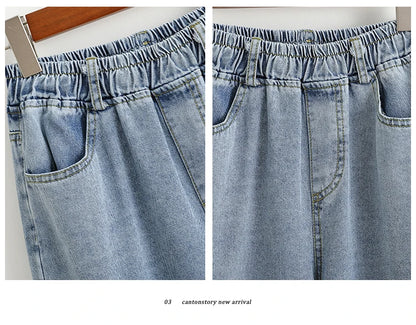 Spring Fall Casual Oversize Denim Pants 2026 Plus Size Hight Waist Wide Leg Jeans Women Korean Streetwear Washed Pants