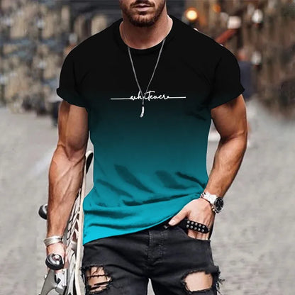 Men's Breathable T-Shirt - Lightweight Summer Outdoor Streetwear Top With Gradient Print