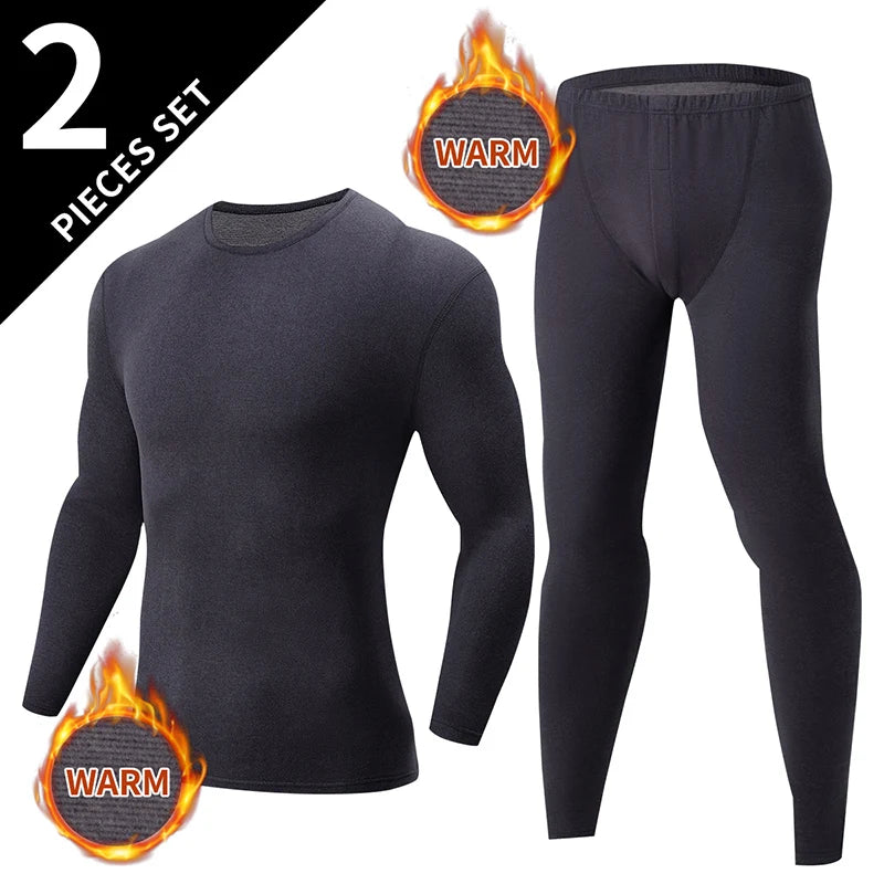 Men's Autumn/Winter Warm Underwear Set Solid Color Multi Color Round Neck Long Sleeve Top Letter Elastic Waist Casual Pants