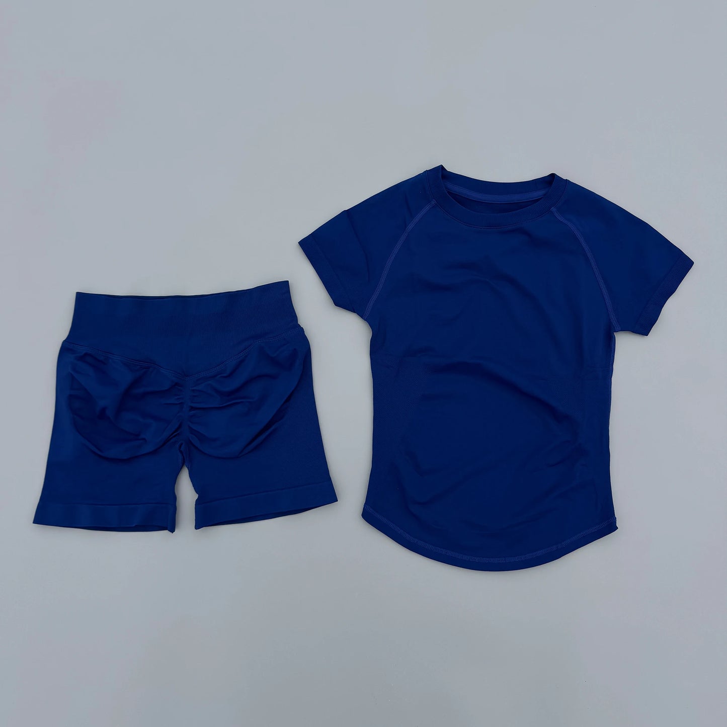 2 Pieces AURA IMPACT Sports Sets Short Sleeve Seamless Yoga Top Fitness Set Women Workout Running Sports Shorts Gym Suit