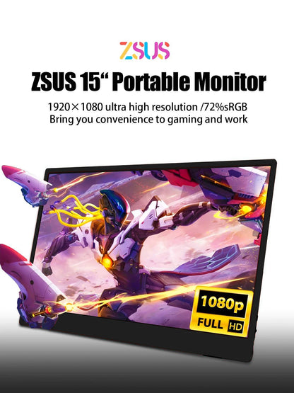 15.6 Inch Portable Monitor - 1080P HD Display With HDR10, IPS Screen & USB C