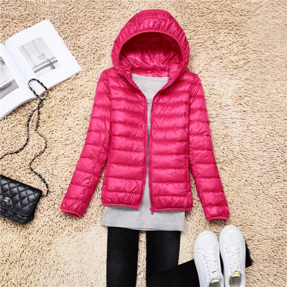Women Puffer Jacket - Plus Size Jackets, Lightweight Down Coat With Zipper Closure