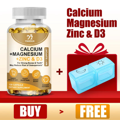 Calcium, Magnesium, Zinc & Vitamin D Capsules - Delicious Bone Health Capsules Supplement for Men, Women & Kids