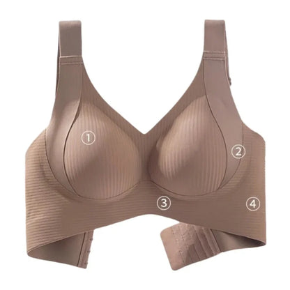 Push Up Bra Wire Free Padded V Neck Bra For Women Plus Size Wide Strap Comfort