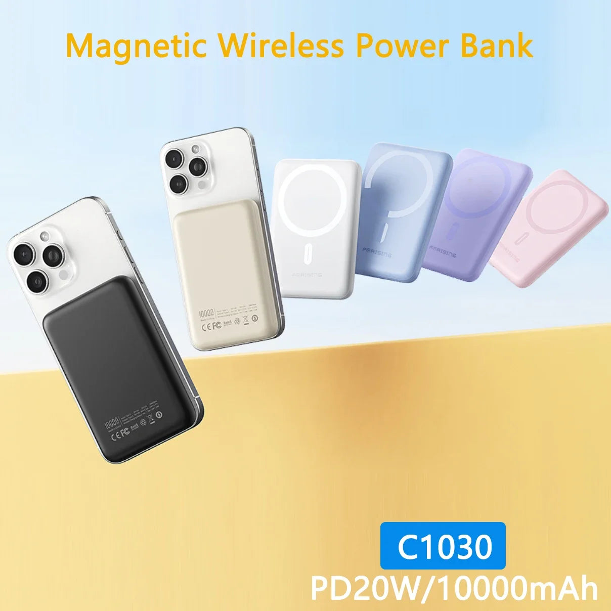 【CCC 3C Certified】10000mAh Magnetic Wireless Power Bank PD20W Fast Charging for iPhone Samsung Xiaomi Type-C External Battery