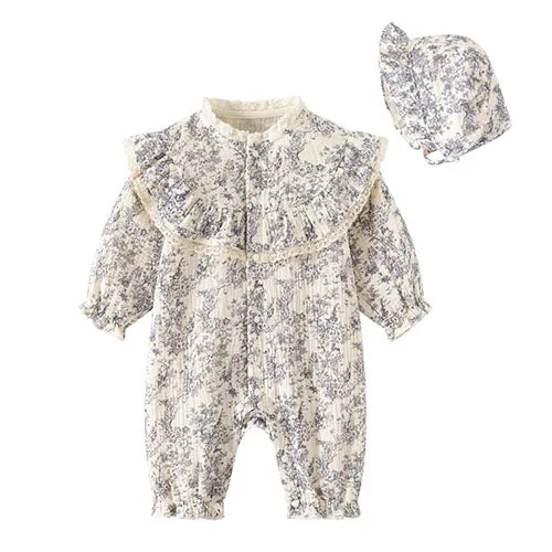 Baby Girl Romper - Korean Style Autumn Toddler Clothes 0-24 Months Cotton Print
