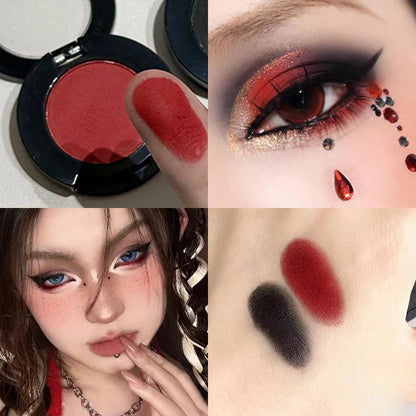 Punk Smoky Red Black Eye Shadow Palette Waterproof Gothic Matte Blue Eyeshadow Tray Women Halloween Eye Pigments Makeup Palette