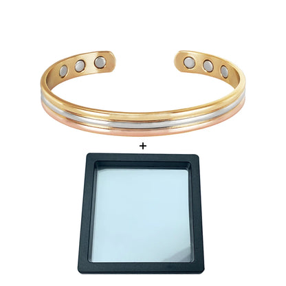 Vinterly Pure Copper Bracelets Magnetic Therapy Arthritis Lines Adjustable High Magnet Open Cuff 8mm Bangles Resizable Jewelry