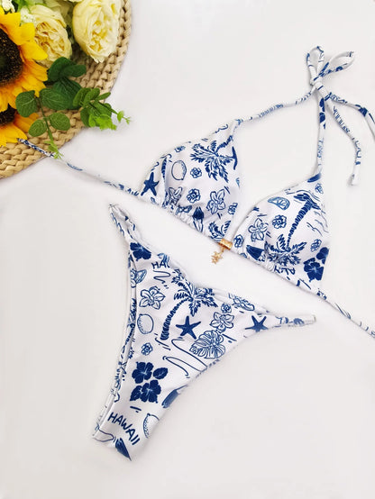 Polka Dot Bikini - Women's Sexy Strap Split Bikini Set | Wire Free Swimwear