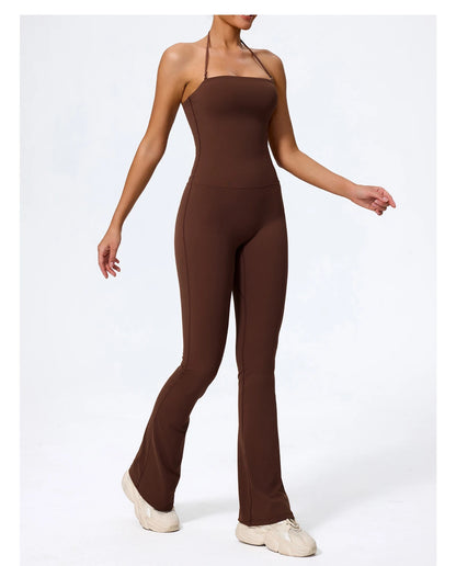 Women Yoga Jumpsuit - Sleeveless Quick Dry Workout Wear with Backless Sportswear Design