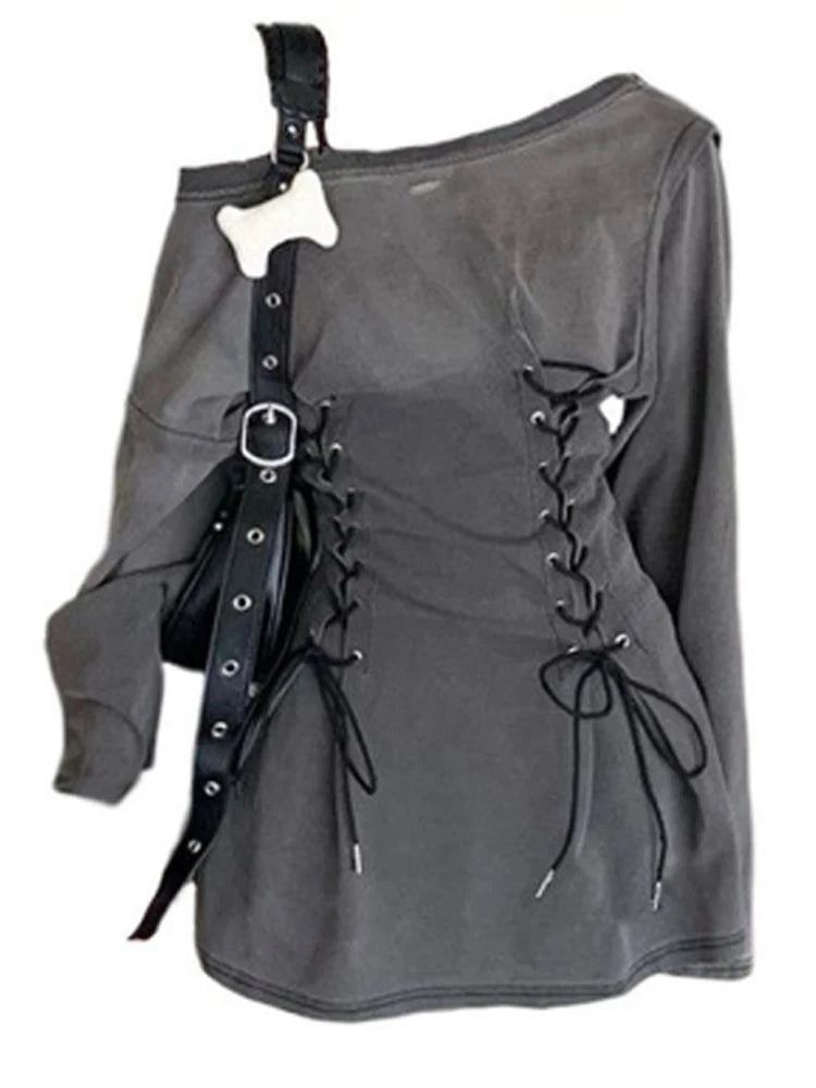 New Fairycore Grunge Goth Corset Dress Women Aesthetic Harajuku Streetwear Bandage Slim Bodycon Dress Y2k 90s Indie Clothes