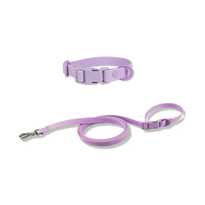 Adjustable Dog Collar Leash Set Waterproof Washable PVC Pet Collars Combo Dirt Resistant Quick Release Buckle Soft Dog Leashes