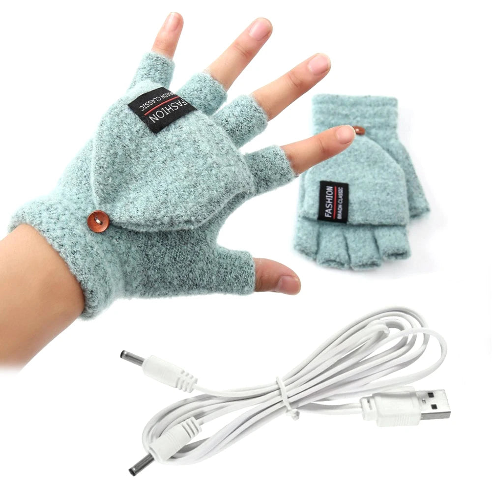 Electric Heating Gloves Hand Warmer Gloves Heater Rechargeable USB Reusable Laptop Suitable for Sports Skiing Winter Warm Gloves