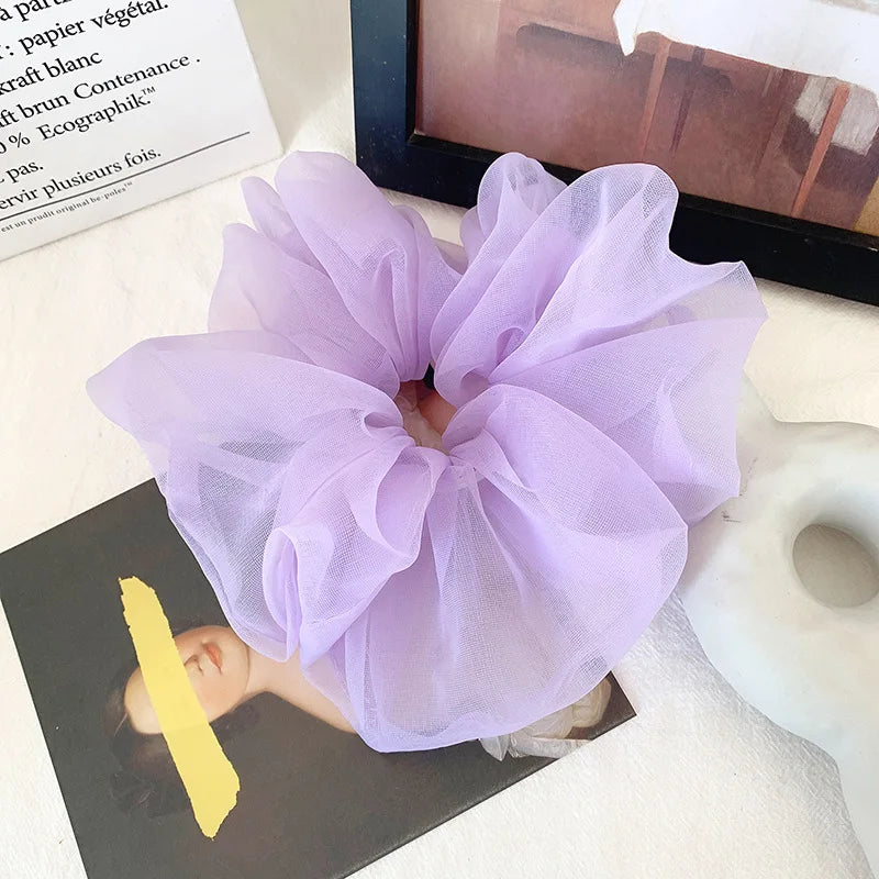 Summer Organza Silk Scrunchies Elastic Hair Bands for Women Fashion Hair Rope Ponytail Holder Ties Girl Hair Accessories