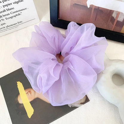 Summer Organza Silk Scrunchies Elastic Hair Bands for Women Fashion Hair Rope Ponytail Holder Ties Girl Hair Accessories