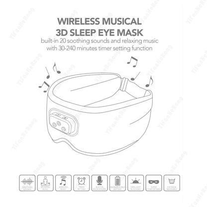 3D Bluetooth-compatible 5.2 Timed Sleep Eye Mask Earphones Headband Built-in White Noise Music With Mic Shading Sleep Headphones