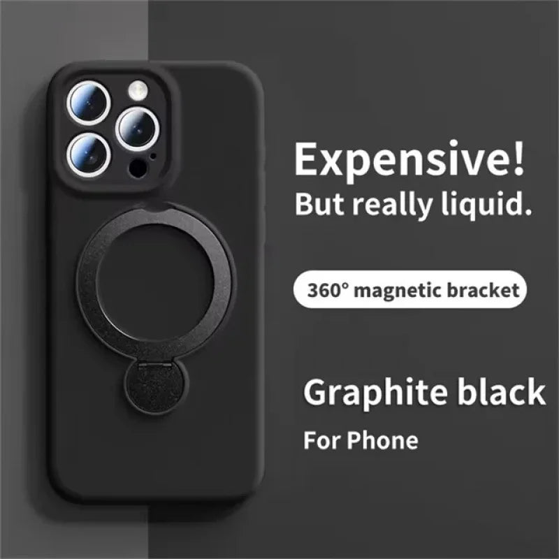 Original Liquid Matte Magnetic Stand Phone Case for iPhone 17 16 14 15 Pro Max For Magsafe Wireless Charge Shockproof Back Cover