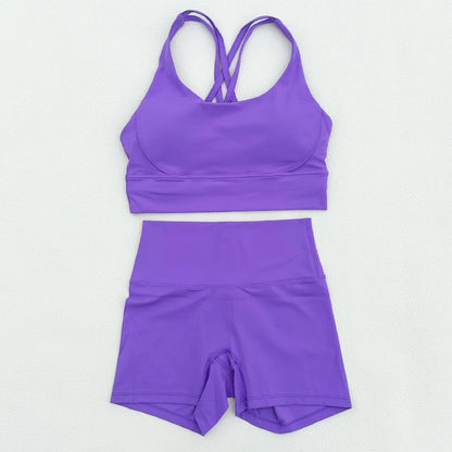2 Piece Yoga Clothes Women's Tracksuit Athletic Wear Fitness Suit Gym Workout Push Up Clothes Sports Bra Yoga Shorts Suit