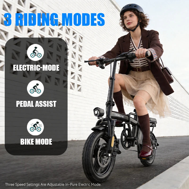 14'' Foldable Commuter Ebike 500W Motor Removable Battery Max 19.9MPH Dural Disc Brake with 4 Shock Absorption Mini Electric Bicycle for Adults,College Students, Commuters & Urban Riding E-Bike