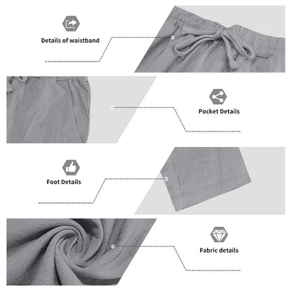 Men's Autumn Loose Trend Linen Solid Color Simple Lapel Long-Sleeved Shirt Beach Trousers Set