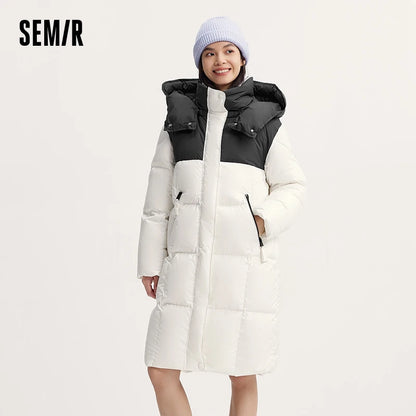 Semir Down Jacket Women Long Length Waterproof Oil-proof Stain-proof 2026 New Winter Detachable Hooded Winter Clothing Coats