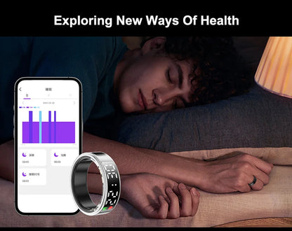 Fitness Sleep Smart Ring LED Display Screen Heart Rate Blood Oxygen Monitoring Outdoor Sports Modes IP68 & 5ATM Waterproof Ring