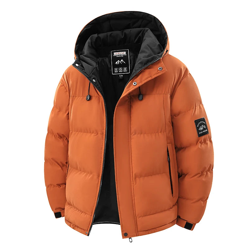 New Windproof Thickening Men Tops Outdoors Loose Versatile Comfort Keep Warm Coats Winter Fashion Casual Solid Hooded Parka Men