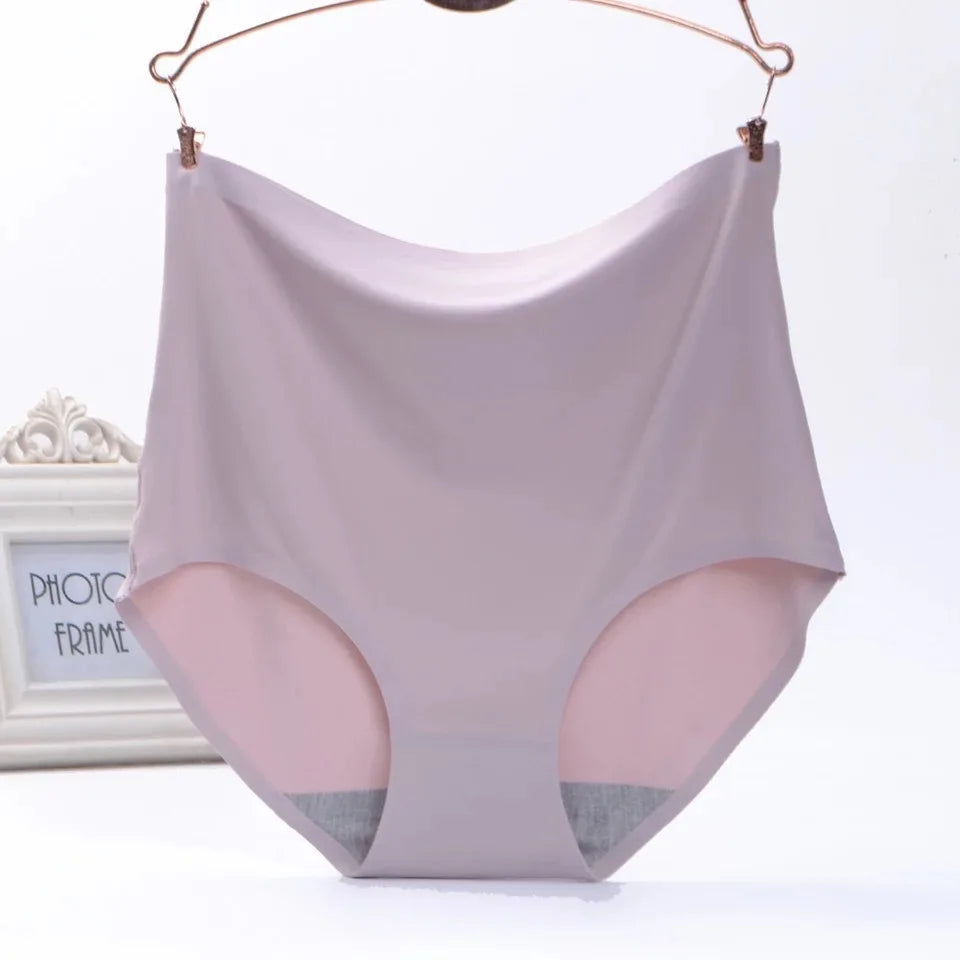 Plus Size women seamless Panties ice silk smooth soft Sexy Underwear Women High Waist Ultrathin Breathable underpants 50-100kg