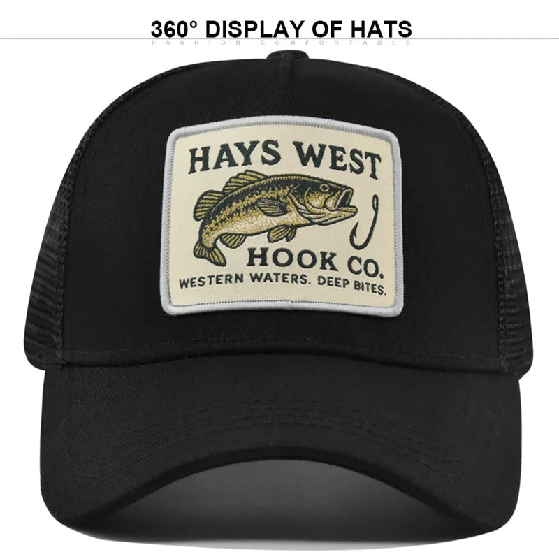 High Quality Fishing Embroidery Baseball Cap for Men Women Outdoor Fishing Snapback Mesh Hat Breathable Sunshade Dad Trucker Hat