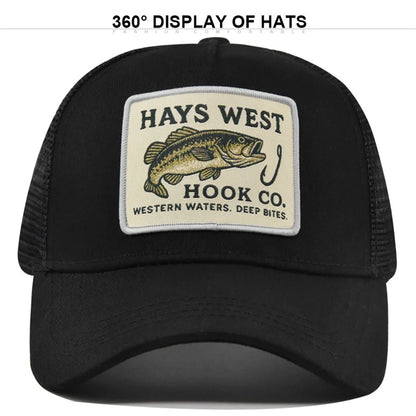 High Quality Fishing Embroidery Baseball Cap for Men Women Outdoor Fishing Snapback Mesh Hat Breathable Sunshade Dad Trucker Hat