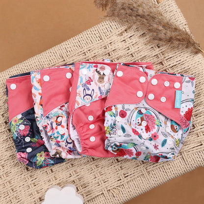 Eco Friendly Cloth Diaper - HappyFlute 4Pcs Reusable Baby Diaper Set Waterproof Pocket Design