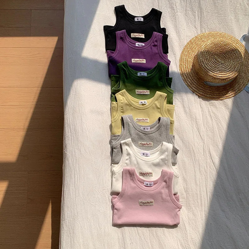 Kids Summer Clothes Sleeveless T-shirt Fashion Children T-shirt For Girls Boys Cotton Vest Tops