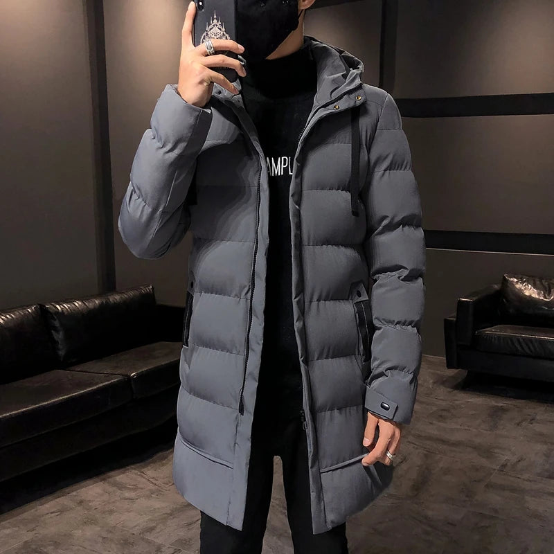 Winter new cotton jacket plus size men's Korean version casual fashion versatile warm cotton jacket medium long style
