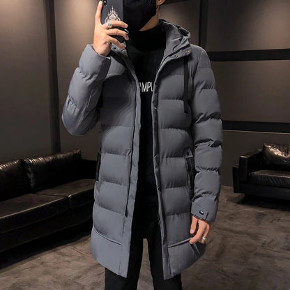 Winter new cotton jacket plus size men's Korean version casual fashion versatile warm cotton jacket medium long style