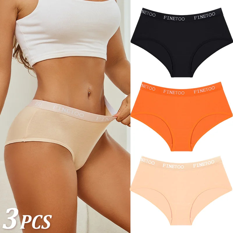 Women Cotton Briefs - Soft Breathable Low-Rise Panties 3Pcs Cotton Underwear Set