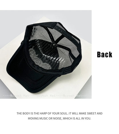 New Unisex Personal Devil Horns Letters Embroidery Baseball Hats Breathable Mesh Sunshade Hip Hop Trucker Caps Versatile Outdoor