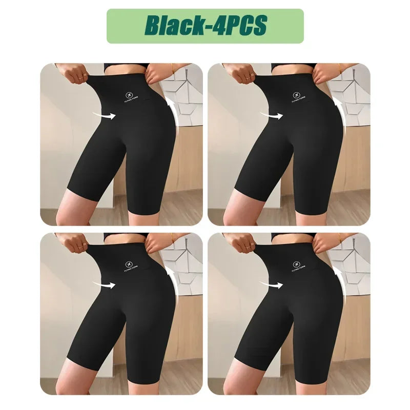 High Waist Womens Sports Shorts - Seamless Fitness Biker Shorts with Scrunch Butt Design
