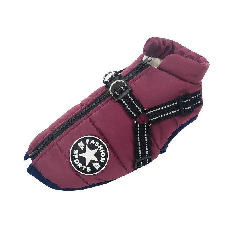 Winter Dog Clothes with Harness Waterproof Warm Pet Dog Cotton Jacket for Small Large Dogs Puppy Clothing French-Bulldog Coat