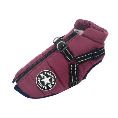 Winter Dog Clothes with Harness Waterproof Warm Pet Dog Cotton Jacket for Small Large Dogs Puppy Clothing French-Bulldog Coat