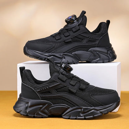 Children Sports Shoes - Boys Running Sneakers Black Mesh | Breathable Summer Casual