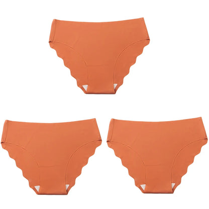 3pcs Women's Seamless Ice Silk Panties Female Mid Waist Plus Size Leopard Print Underwear Girls Fashion Brief Lady Comfort Panty