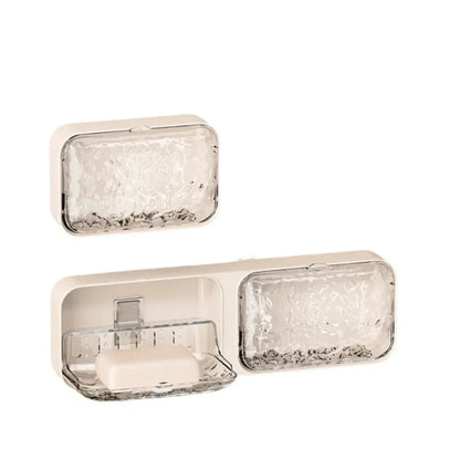 Bathroom Soap Holder Free-Punching Wall Mounted Soap Sponge Holder Organizer Double Drainage Soap Dish Bathroom Accessories