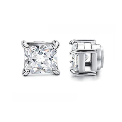 1 Pairs Stainless Steel Magnetic Stud Earrings For Men Women Hoop Earrings Clip On CZ Non-Piercing Steel All Ages