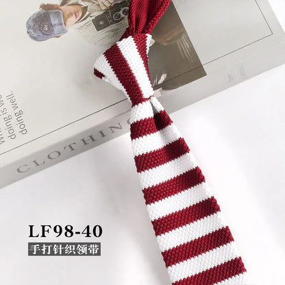 Narrow Striped Knitted Necktie for Men - Retro Korean Style Casual Cravat Accessory