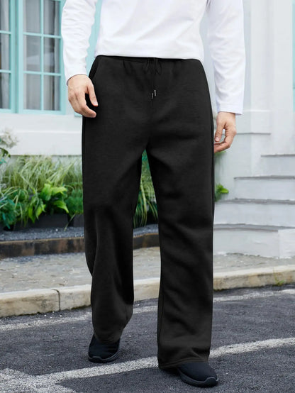 2025 men's wide leg sweatpants, European and American men's and women's sweatpants, waist drawstring straight leg loose casual s