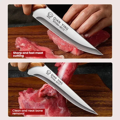 Professional Stainless Steel Fillet Knife - Forged Meat Cleaver with Wooden Handle