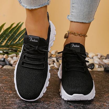 Fashion Knitted White Sneakers for Women Summer Mesh Breathable Platform Sports Shoes Woman Thick Bottom Non Slip Running Shoes