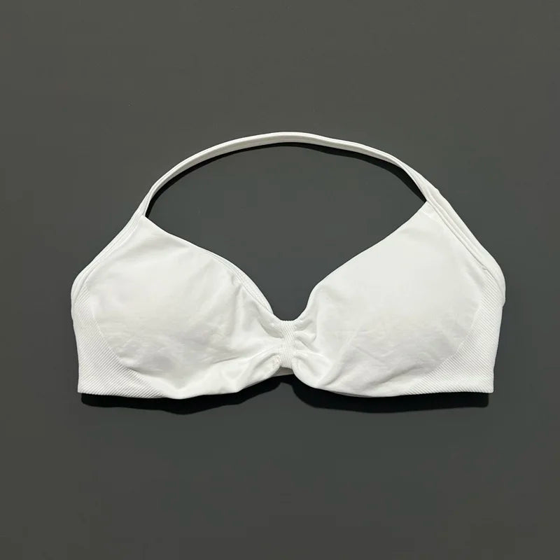 Impact Sports Bra - High Support Strappy Halter Bra With Removable Pads