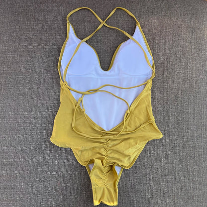Sexy Padded One Piece Swimsuit Women Swimwear Solid Bathing Suit Monokini Swimming Suit Summer Beachwear maillot de bain femme